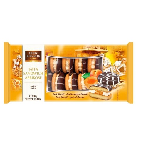 Feiny Biscuits Jaffa Sandwich Biszkopty z Kremem Mlecznym i Morelami 380 g