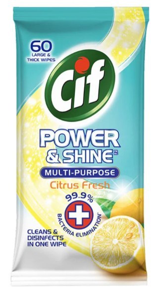 Cif Power & Shine Citrus Fresh Chusteczki Nawilżone 60 szt.