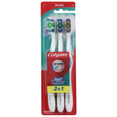 Colgate 360° Whole Mouth Clean Szczoteczka do Zębów Średnia 3 szt.